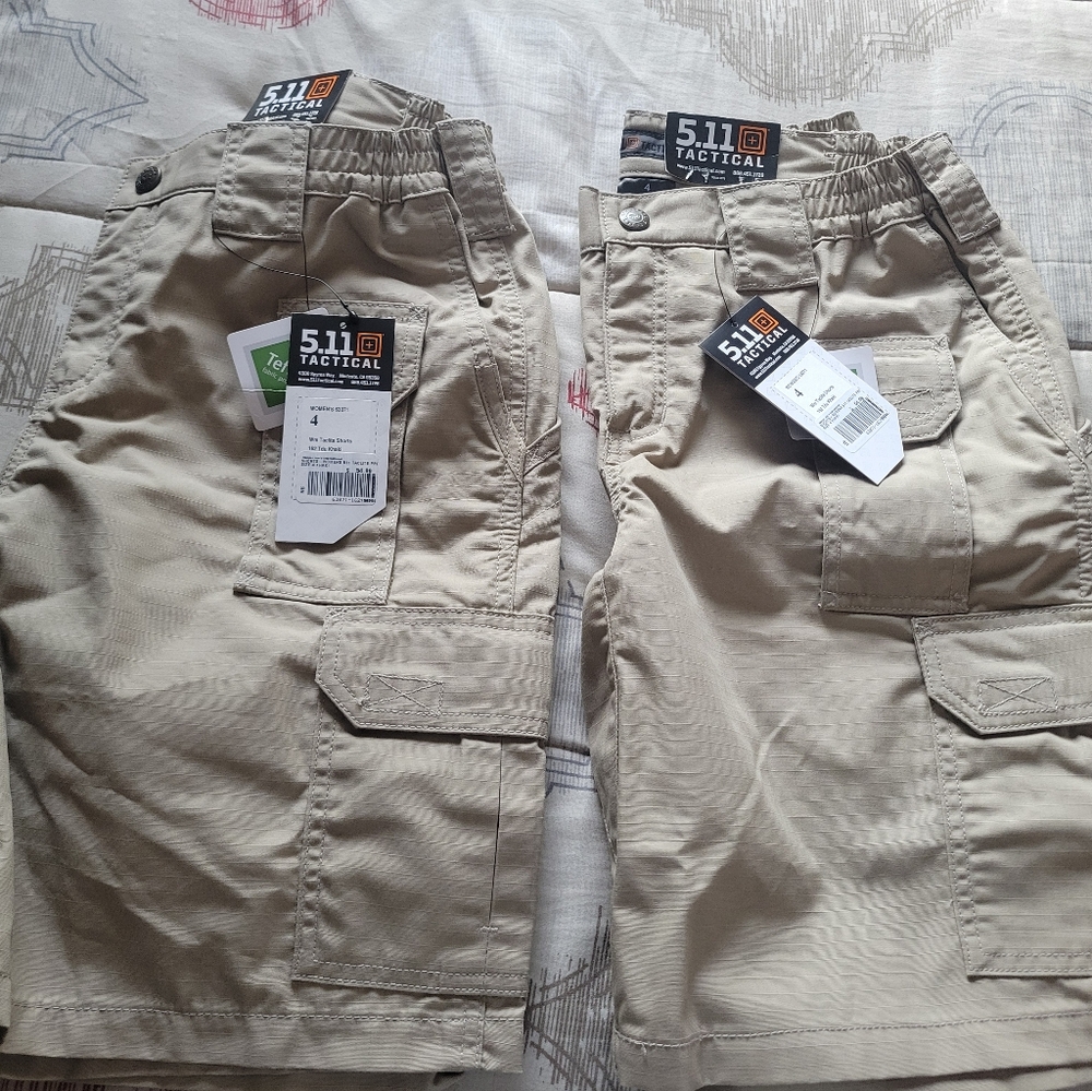 2 pairs of ladies 5.11 tactical shorts sz 4 Nwt